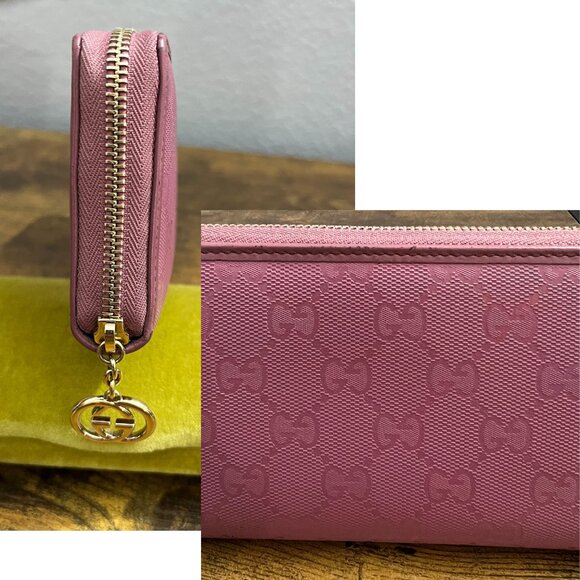 Authentic GUCCI GG Pink Leather Zip-Around Wallet - Gently Used - Picture 6 of 6